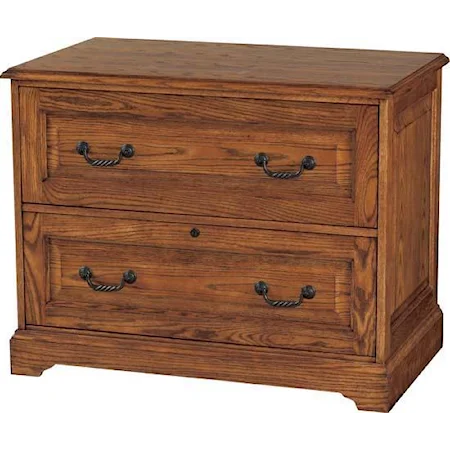 Two-Drawer Oak Lateral File Cabinet with Raised Panel